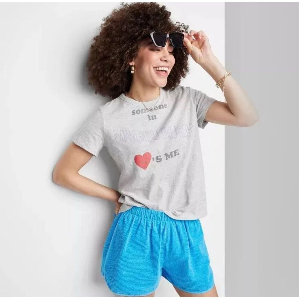 Ascot + Hart Malibu Beach Short Sleeve Graphic T-Shirt Gray Small
